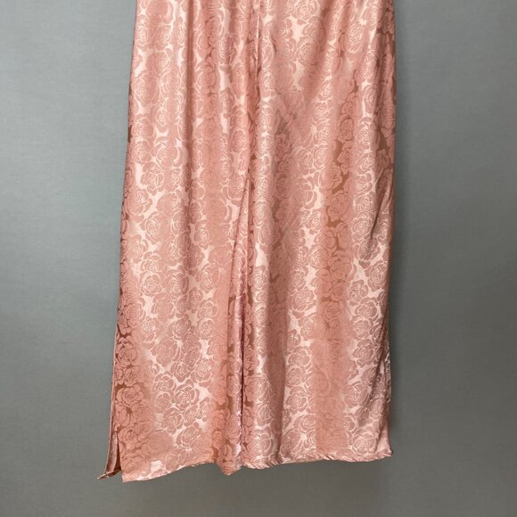 Lulus Dress Cowl Neck Pink Floral Print Iridescent Size Small Midi Side Slit - Picture 6 of 13